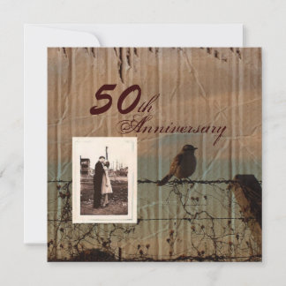 Invitation Oiseau de ferme grange occidentale 50e anniversair