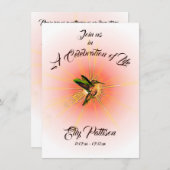 Invitation Oiseau de Humming, Célébration commémorative de la (Devant / Derrière)