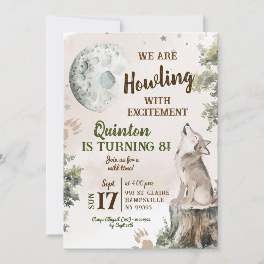 Invitation Oiseau de loup de la forêt verte (Devant)