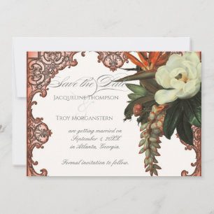Invitation Oiseau de Magnolia Paradise Tropical Floral Orange