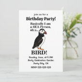 Invitation Oiseau de mer Puffin Amusant fête d'anniversaire (Debout devant)