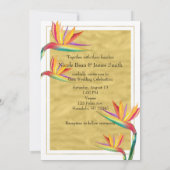 Invitation Oiseau de Paradis Élégant Or Blanc Mariage (Dos)