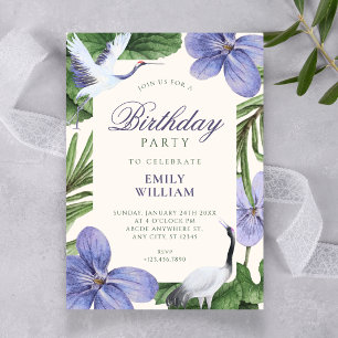 Invitation oiseau décoratif floral anniversaire