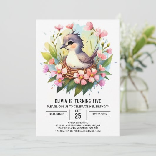 Invitation Oiseau des bois (Debout devant)