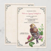 Invitation Oiseau Dessiné à la Main (Devant / Derrière)