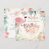 Invitation oiseau flamant rose fête d'anniversaire tropicale (Devant / Derrière)