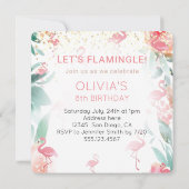 Invitation oiseau flamant rose fête d'anniversaire tropicale (Dos)