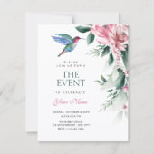 Invitation Oiseau floral aquarelle (Devant)