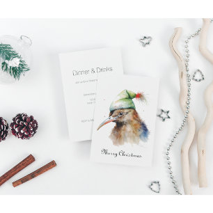 Invitation Oiseau Kiwi mignon en Casquette elfe de Noël, cout