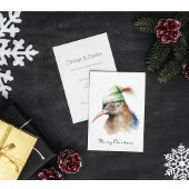 Invitation Oiseau Kiwi mignon en Casquette elfe de Noël, cout