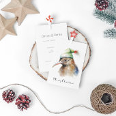 Invitation Oiseau Kiwi mignon en Casquette elfe de Noël, cout