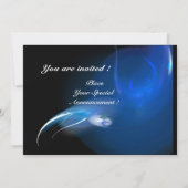 INVITATION OISEAU LÉGER DANS UN MONOGRAMME BLEU (Dos)