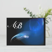 INVITATION OISEAU LÉGER EN MONOGRAMME BLEU (Debout devant)