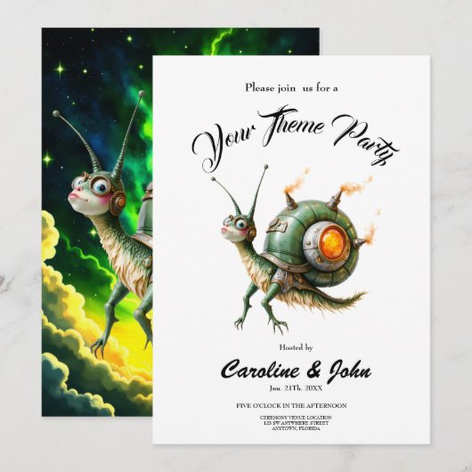 Invitation Oiseau-limace Steampunk Cosmique – Créature de Rêv (Devant / Derrière)