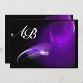 INVITATION OISEAU LUMIÈRE DANS LE MONOGRAMME PURPLE (Devant / Derrière)