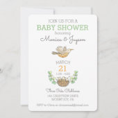 Invitation Oiseau mama le plus doux survolant le Baby shower  (Devant)
