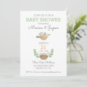 Invitation Oiseau mama le plus doux survolant le Baby shower  (Debout devant)