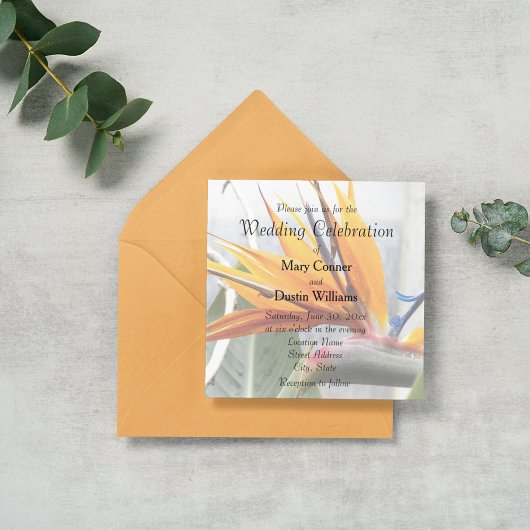 Invitation Oiseau orange du Paradis Mariage floral