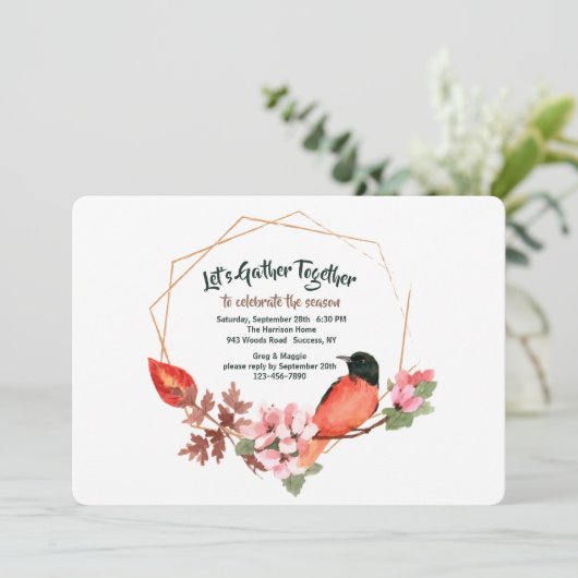 Invitation Oiseau rouge (Debout devant)