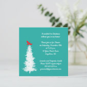 Invitation Oiseau rouge des arbres blancs à la fête de Noël T (Debout devant)