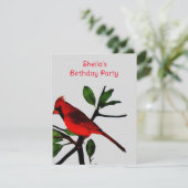 Invitation oiseau rouge en été - fête d'anniversaire (Debout devant)