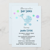 Invitation Oiseau sur un Baby shower de transport de bébés (Devant / Derrière)