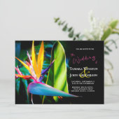 Invitation Oiseau tropical Paradis Plage florale foncée Maria (Debout devant)