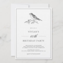 Oiseau Vintage Noir Et Blanc 60ème Anniversaire