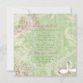Invitation Oiseau vintage vert rose (Dos)