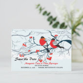 Invitation Oiseaux à poitrine écarlate Sauvegarder la date (Debout devant)