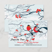 Invitation Oiseaux à poitrine écarlate Sauvegarder la date (Devant / Derrière)