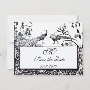 Invitation OISEAUX AMOUREUX DE MARIAGE MONOGRAMME, noir et bl