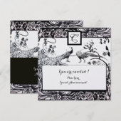 Invitation OISEAUX AMOUREUX DE MARIAGE MONOGRAMME Perle Noir, (Devant / Derrière)