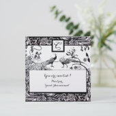 Invitation OISEAUX AMOUREUX DE MARIAGE MONOGRAMME Perle Noir, (Debout devant)
