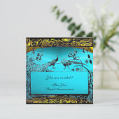 Invitation OISEAUX AMOUREUX DE MARIAGE, noir et blanc, jaune (Debout devant)