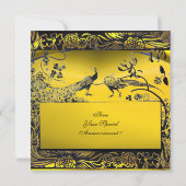 Invitation OISEAUX AMOUREUX MARIAGE ,noir et blanc ,jaune (Dos)