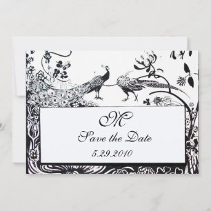 Invitation OISEAUX AMOUREUX MONOGRAMME DE MARIAGE,noir et bla