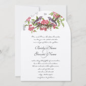 Invitation Oiseaux Anciens Chèvrefeuille Violet & Rose (Devant)