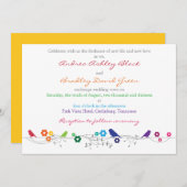 Invitation Oiseaux arc-en-ciel Fleurs (Devant / Derrière)