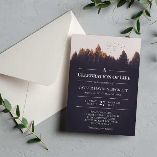 Invitation Oiseaux au-dessus de la forêt Célébration de la vi