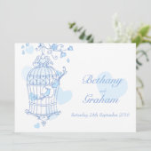 Invitation oiseaux bleus, cage ouverte (Debout devant)