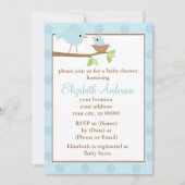 Invitation Oiseaux bleus dans un Baby shower de nids (Devant)