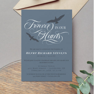 Invitation Oiseaux Bleus D'Ardoise Pour Toujours Dans Nos Coe