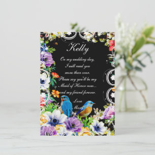 Invitation Oiseaux Bleus & Fleurs Botaniques  Demoiselle d'Ho