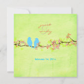 Invitation Oiseaux bleus/fleurs colorées/citron vert (Devant)