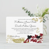 Invitation Oiseaux boisés rustiques Mariage de Bourgogne et d (Debout devant)