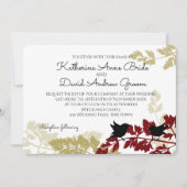 Invitation Oiseaux boisés rustiques Mariage de Bourgogne et d (Devant)