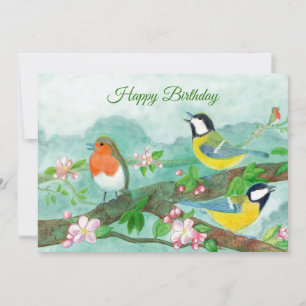Invitation Oiseaux chantant sur une branche d'arbre en fleurs