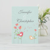 Invitation Oiseaux chantants avec fleurs (Debout devant)