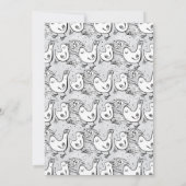 Invitation oiseaux chanteurs noirs, blancs et gris avec cadre (Dos)